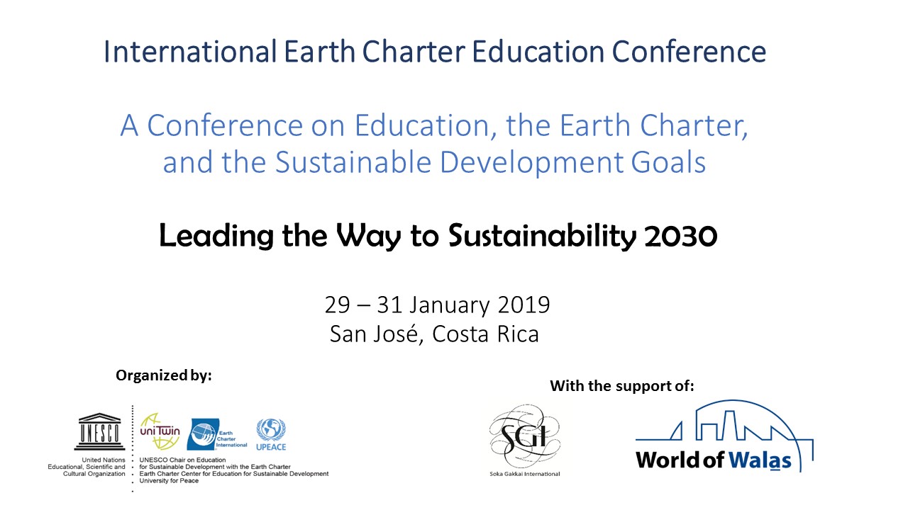 International Earth Charter Education Conference Leading the Way to